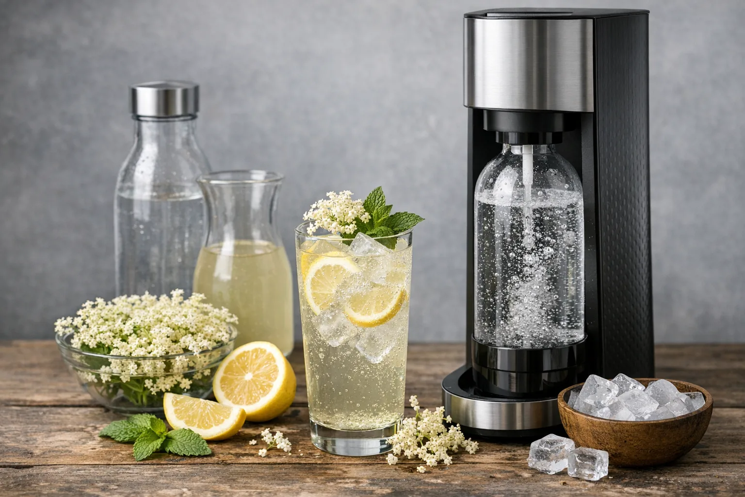 Holunderblueten-Schorle mit Wassersprudler