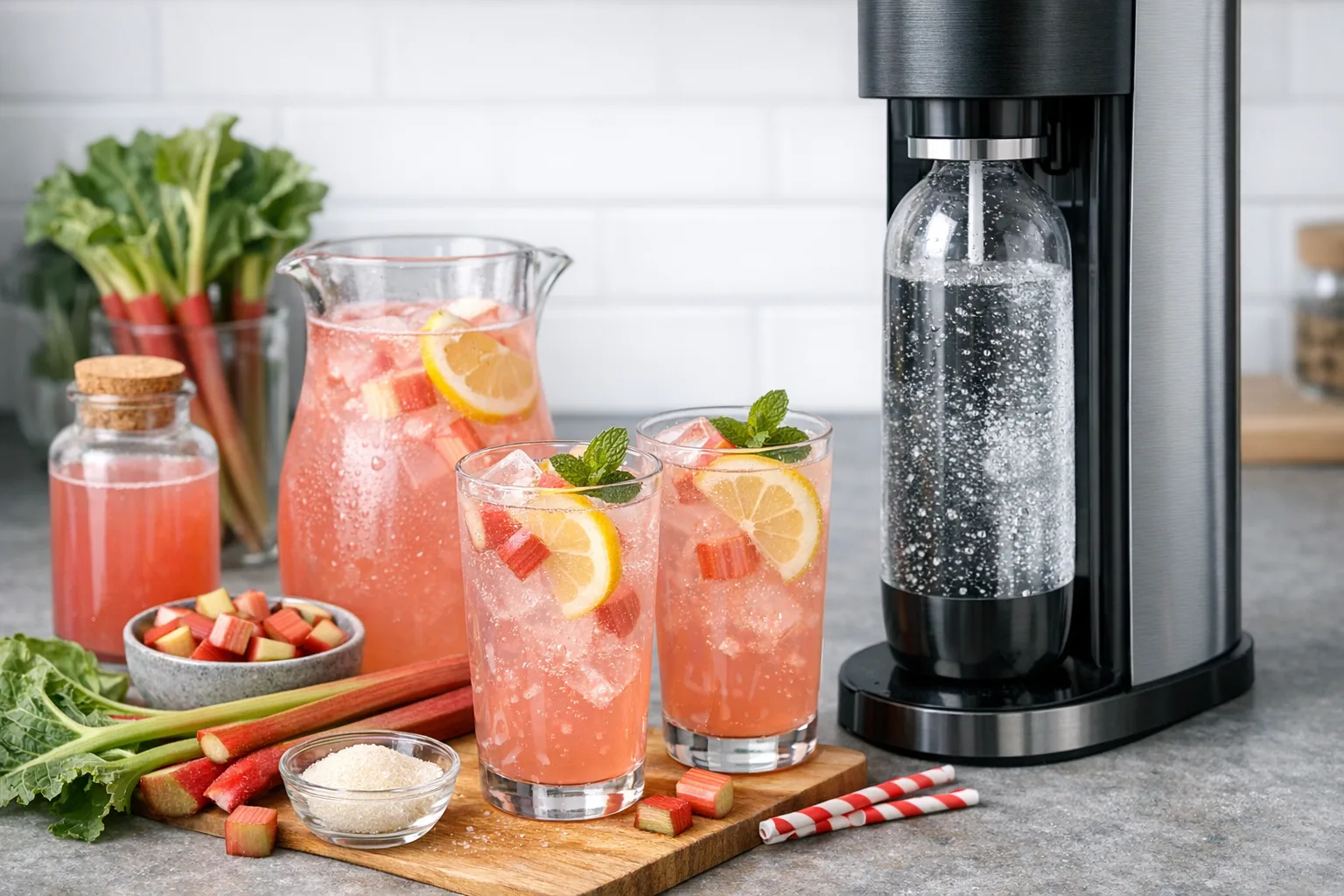 Rhabarber-Limonade mit Wassersprudler